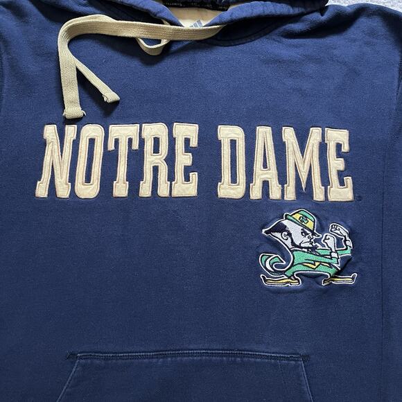 Notre Dame Hoodie Mens Medium Adidas Blue Vintage Embroidered Fighting Irish - Picture 4 of 12